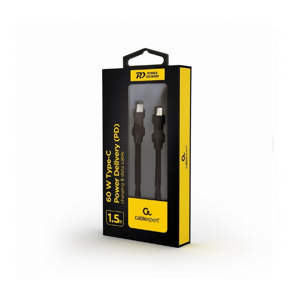 Cablexpert cavo dati e ricarica power delivery type-c/typo-c da 60w 1,5 m