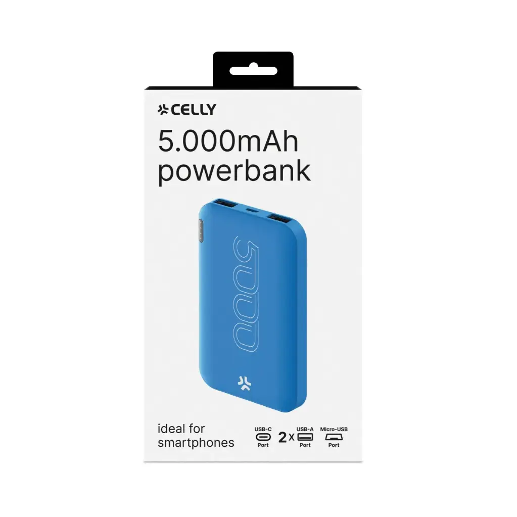 Celly powerbank  5000 mha 2.1a, blu