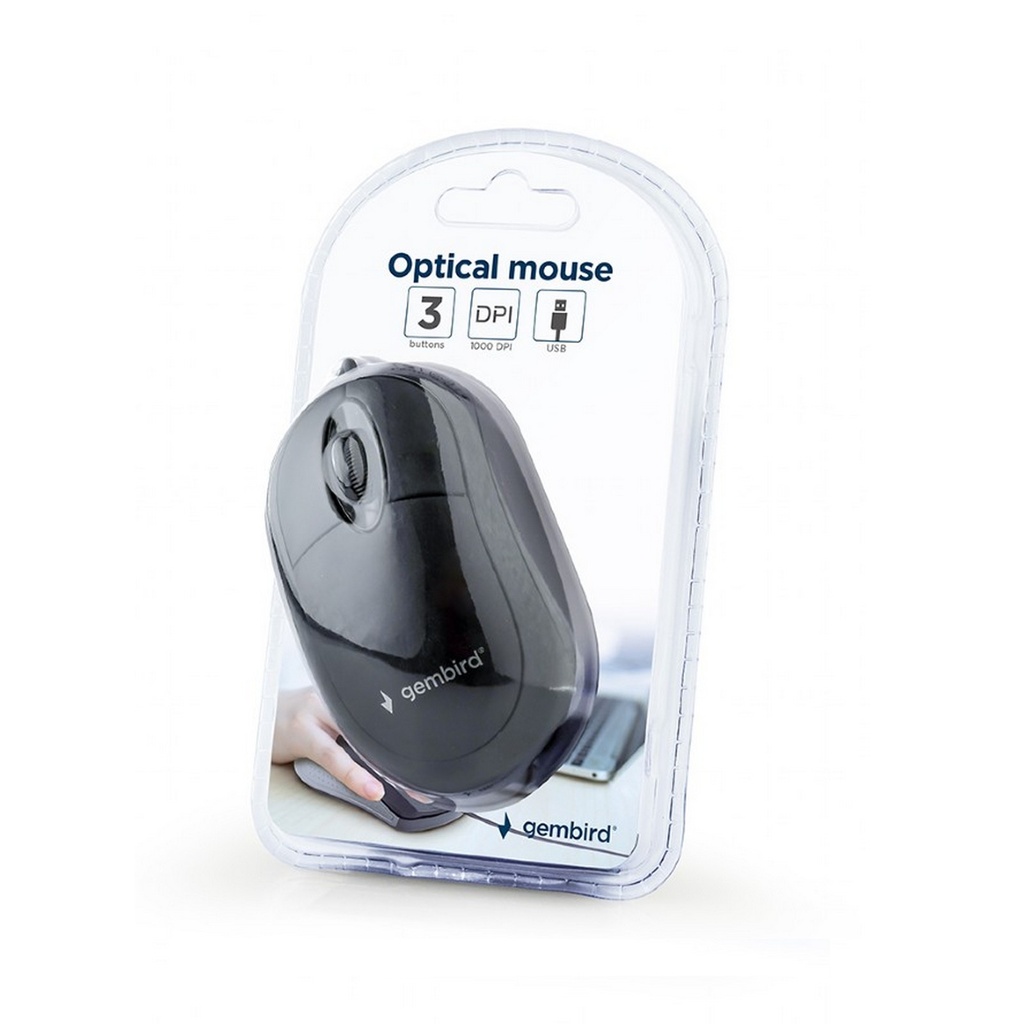 Gembird Mouse USB ottico 3 tasti, Nero