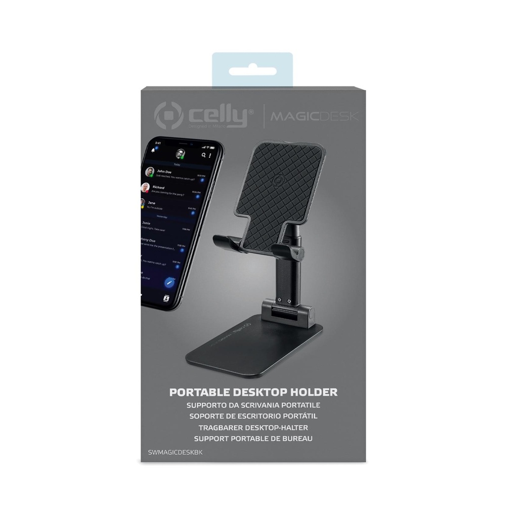 SWMAGICDESK - Celly Supporto da scrivania per tablet e cellulare - Nero
