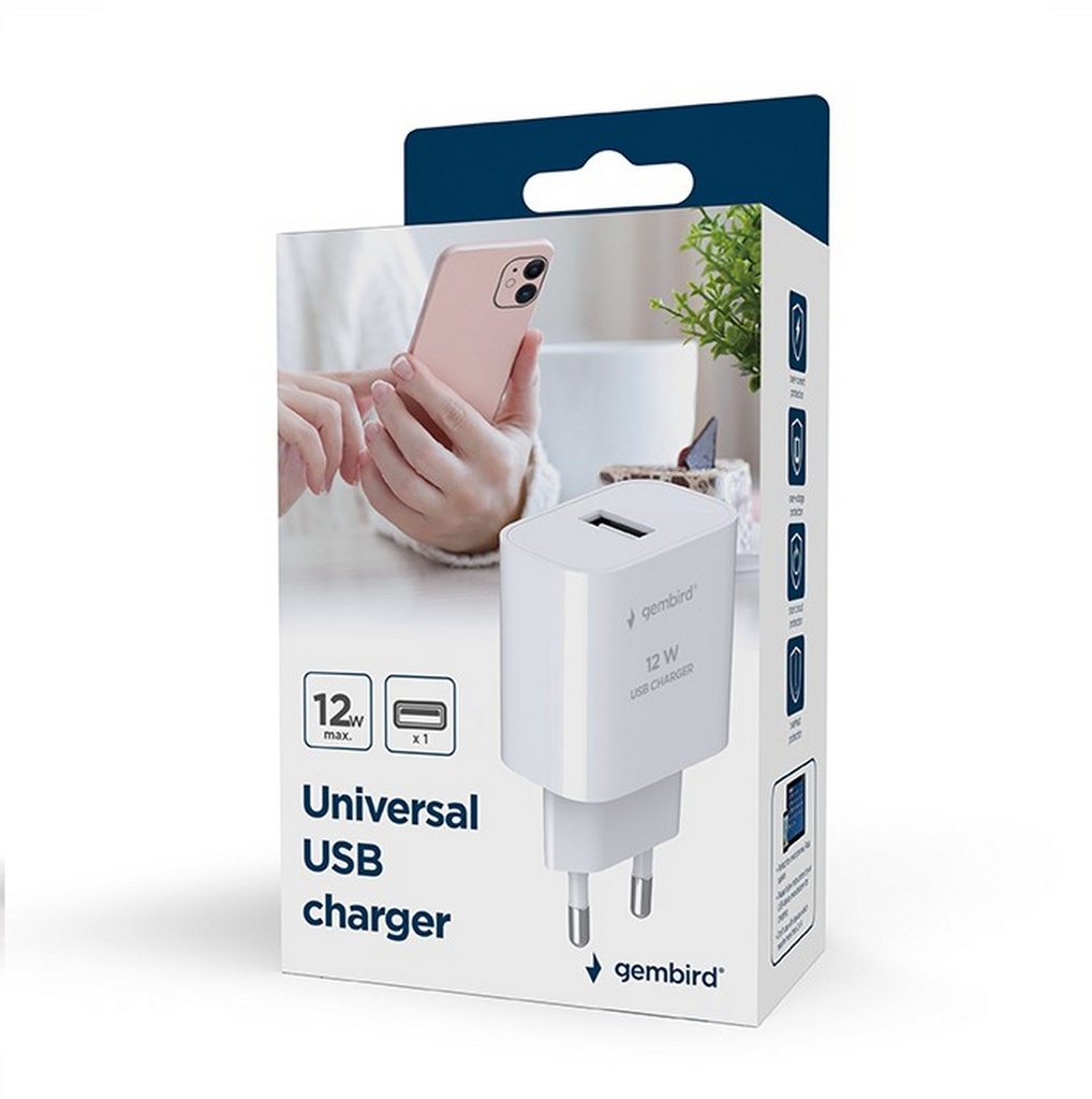 Gembird caricatore USB universale, 12 W, bianco