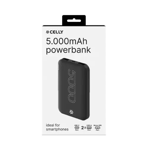 [PBE5000BK] Celly Powerbank 5000 Mha 2.1a, nero