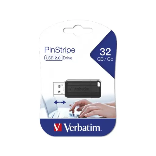[49064] Verbatim USB Pinstripe 32GB 2.0, Nero