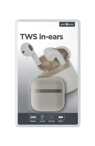 [TWS-02-W] Gembird Auricolari Bluetooth TWS in-ears, Bianco