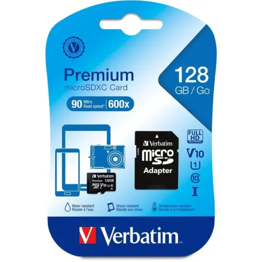 [44085] Verbatim Micro SD c.10 UHS-1 premium 128GB con add.