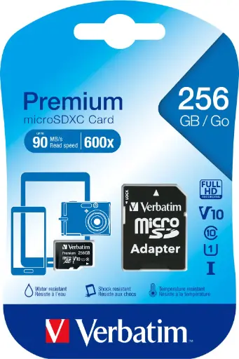 [44087] Verbatim Micro SD c.10 UHS-1 premium 256GB con add.