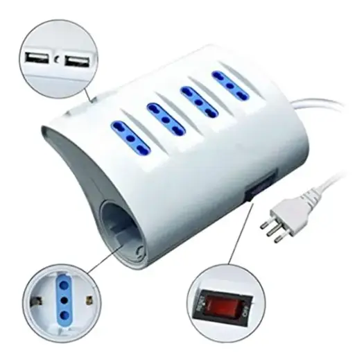 [ES014N] Multipresa da tavolo 6 vie Bipasso 2USB-A + porta cellulare 10A