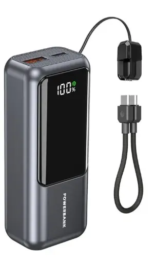 [PB10-PD20-LCD-02] Gembird Power bank compatto da 20 W con display LCD, 10000 mAh, grigio siderale